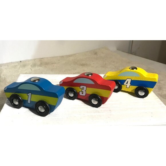 Melissa & Doug Wooden Magnetic Cars #1 #3 #4 Race Car Replacements - Picture 2 of 7